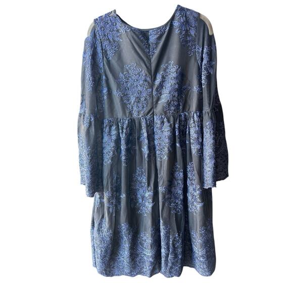 Motherhood Maternity Dress Medium Black Blue Mesh Bell Sleeve Whimsigoth Witchy - Picture 10 of 11